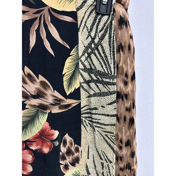 Requirements Petite Faux Wrap Midi Skirt Black Multi Sz 10P Floral Animal Print - Picture 5 of 10